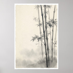 Bamboe in Mist Poster Japanse Inktwastécn Zen Mi