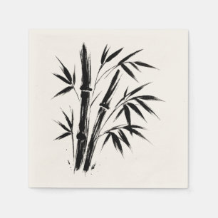Bamboe Inkt Illustratie – Zen Design op Servet
