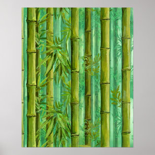 Bamboe Jungle Bos Warm Koel Groen Poster