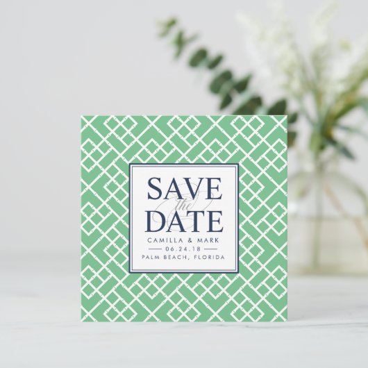 Bamboe Lattice Save the Date (Staand voorkant)