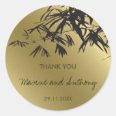 Bamboe Leaves Black Gold Hartelijk dank voor uw br Ronde Sticker (Voorkant)