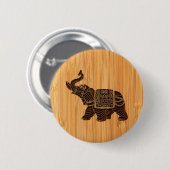 Bamboe look & gegraveerd Retro Thai Elephant Ronde Button 5,7 Cm (Voorkant /achterkant)