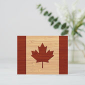 Bamboe look & gegraveerd  vlag van Canada Briefkaart (Staand voorkant)