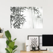 Bamboe met Aziatische wasstijl (sumi-e) Poster (Thuiskantoor)