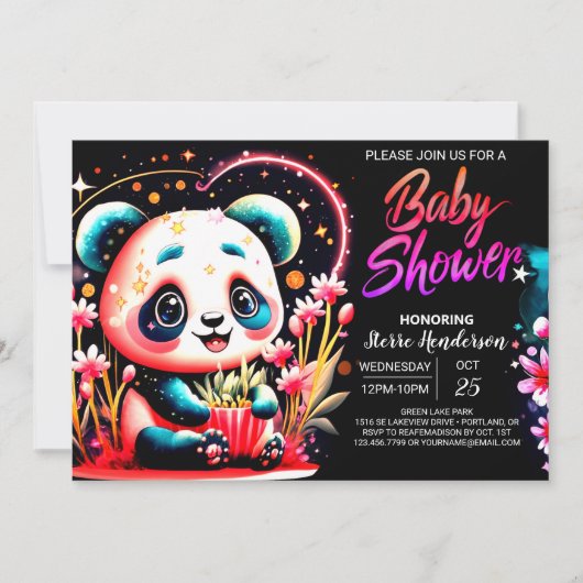 Bamboe Oerwoud Sweet Panda Meisje Baby shower Kaart (Voorkant)
