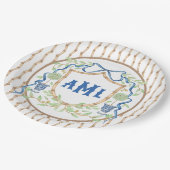 Bamboe & Olive Topiary Crest | Monogram Papieren Bordje (Gekanteld)