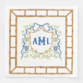 Bamboe & Olive Topiary Crest | Monogram Servet (Voorkant)