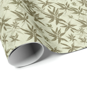 Bamboe op beige vellen - naadloos oppervlaktepatro cadeaupapier