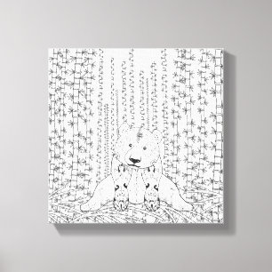 Bamboe Panda Doodle 6 Canvas Afdruk
