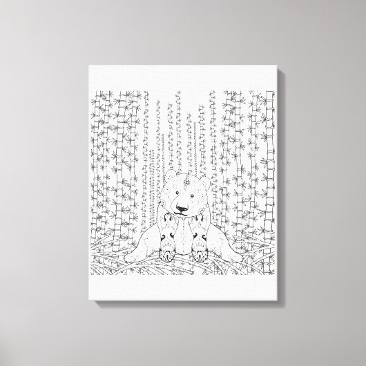 Bamboe Panda Doodle 6 Canvas Afdruk (Voorkant)