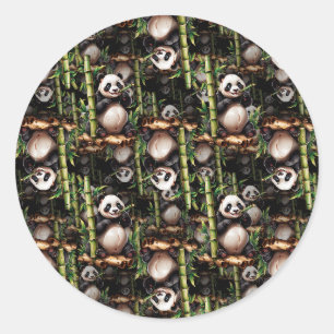 Bamboe Panda Patroon Ontwerp  Ronde Sticker