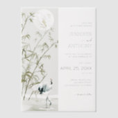 Bamboe Planten en Crane Bruiloft Vellum Uitnodigingen (Voorkant)