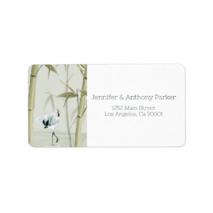 Bamboe-Planten en exotische kraan Etiket