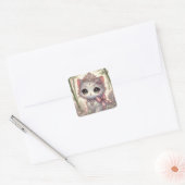 Bamboe prinses kat vierkante sticker (Envelop)