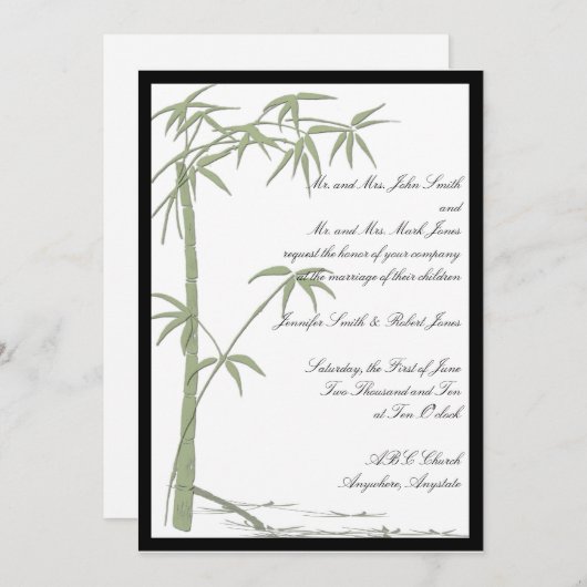 Bamboe schoonheid bruiloft uitnodiging (Voorkant / Achterkant)