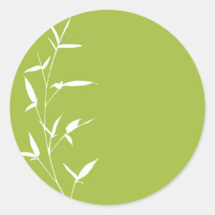 Bamboe silhouet achtergrond Sjabloon groen Ronde Sticker