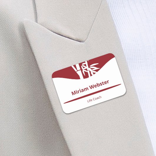 Bamboe Silhouette Life Coach Rood & Wit Naamplaatje