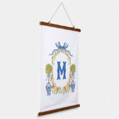 Bamboe & Sinaasappel Topiary Crest | 1-letter mono Hangend Wandkleed (Gebogen)