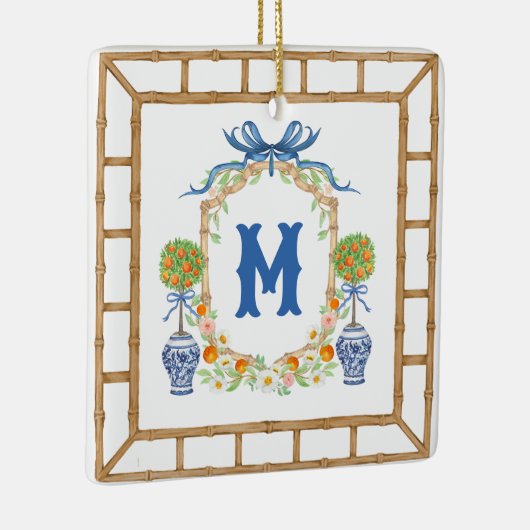 Bamboe & Sinaasappel Topiary Crest | 1-letter mono Keramisch Ornament (Rechts)