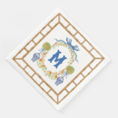 Bamboe & Sinaasappel Topiary Crest | 1-letter mono Servet (Hoek)