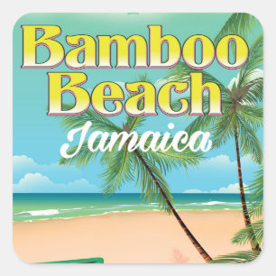 Bamboe Strand Jamaica Vierkante Sticker