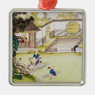 Bamboe verzamelen om papier te maken metalen ornament