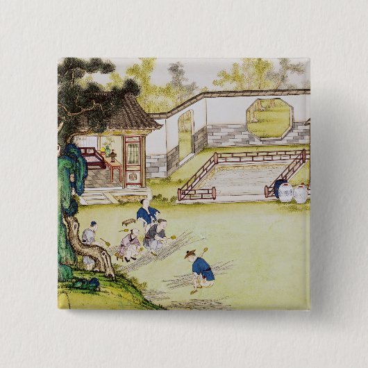 Bamboe verzamelen om papier te maken vierkante button 5,1 cm (Voorkant)