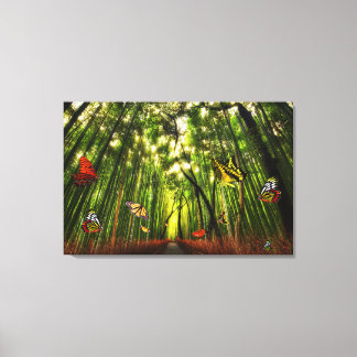Bamboe & Vlinder Art 2 Verpakt Canvas Afdruk