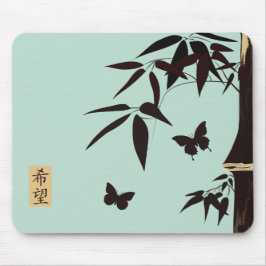 Bamboe vlinders turquoise blauw "Hope" Muismat