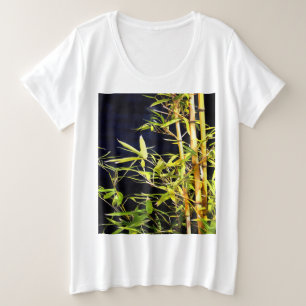 Bamboe vult tropische kunst op zwart grote maat t-shirt