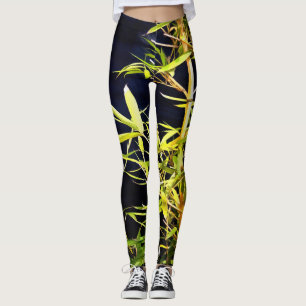 Bamboe vult tropische kunst op zwart leggings