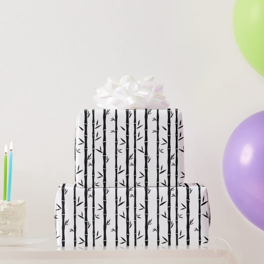 Bamboe Zwart en Wit Custom Cadeaupapier (Feestgeschenken)