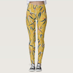 Bamboebladeren: gegooid  patroon leggings