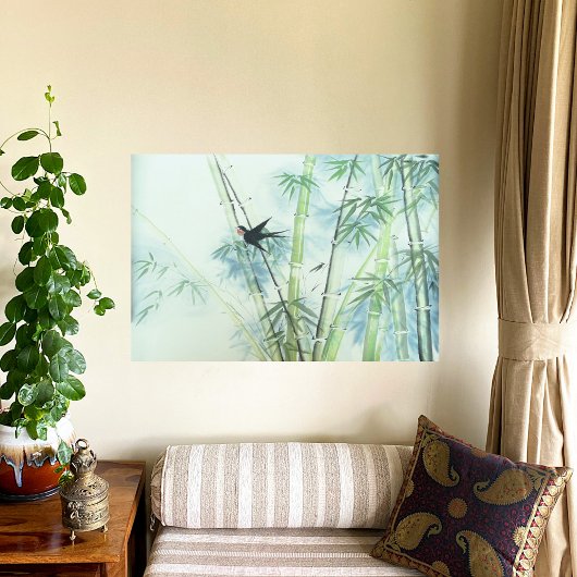 Bamboebos - groen canvas afdruk