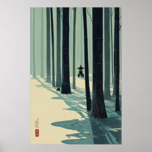 Bamboebos Muurkunst Japanse Minimalistische Ontwer Poster