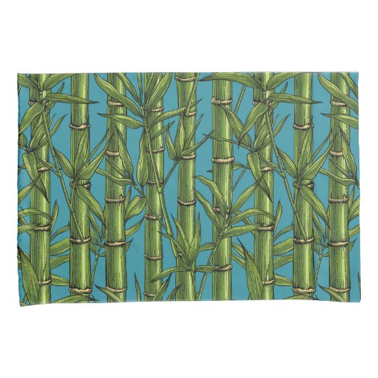 Bamboebos op blauw kussensloop (Voorkant-Rechts)