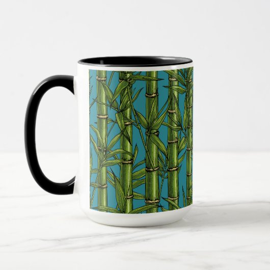 Bamboebos op blauw mok (Links)