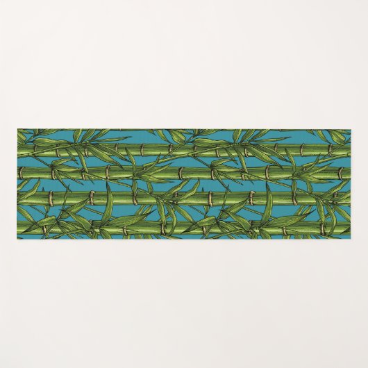 Bamboebos op blauw yogamat (Voorkant (horizontaal))