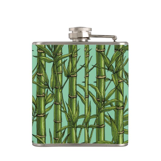 Bamboebos op lichtblauw heupfles (Achterkant)