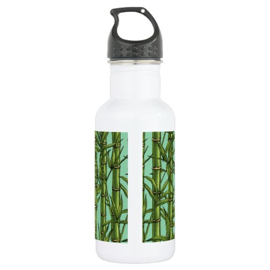 Bamboebos op lichtblauw waterfles (Achterkant)