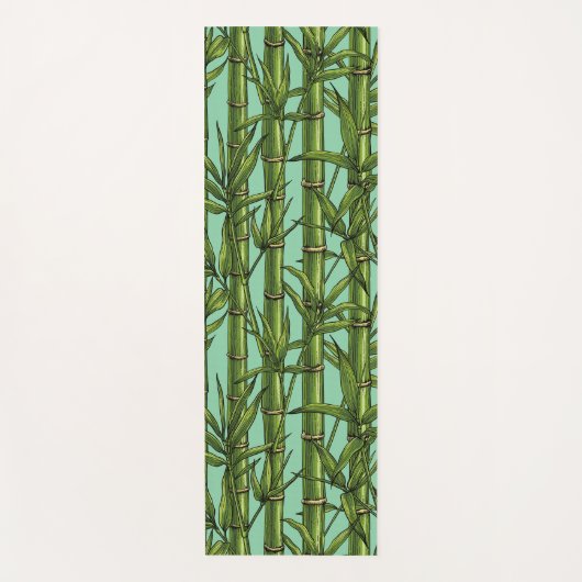 Bamboebos op lichtblauw yogamat (Voorkant)