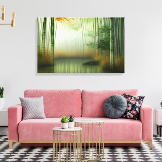 Bamboebos | Traditioneel Chinees schilderij Canvas Afdruk (Insitu (Woonkamer))