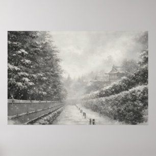 Bamboepad in de Sneeuw – Yang Japanse Zen Muurku Poster