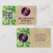 Bamboepictogram | palmblad | QR-code Visitekaartje (Voorkant / Achterkant)