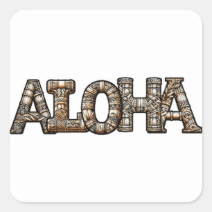 Bamboo Aloha Hawaïaans Polynesisch Luau Partij Vierkante Sticker