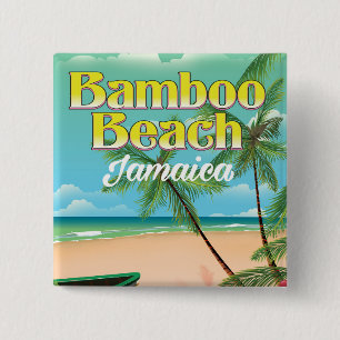 Bamboo Beach Jamaica Vierkante Button 5,1 Cm