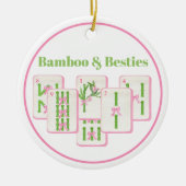 Bamboo & Besties Mahjong Pink & Green Tiles Bows Keramisch Ornament (Voorkant)