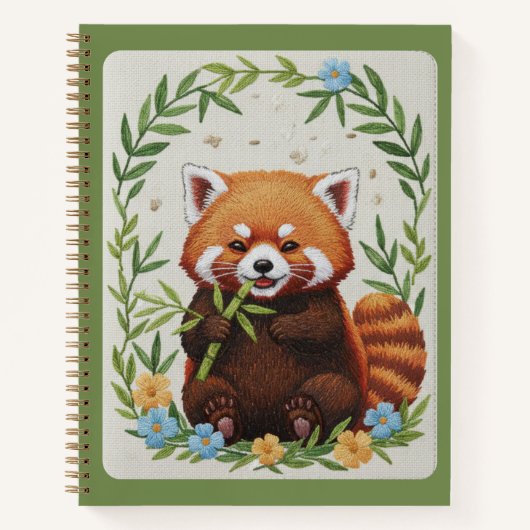 Bamboo Buddy Embroidered Red Panda Journal Notitieboek (Voorkant)
