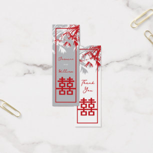 Bamboo Feuille Double Bonheur Mariage Tags cadeaux