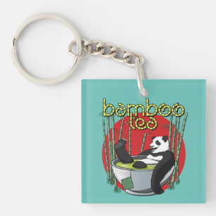 Bamboo Tea Drinker Panda Sleutelhanger